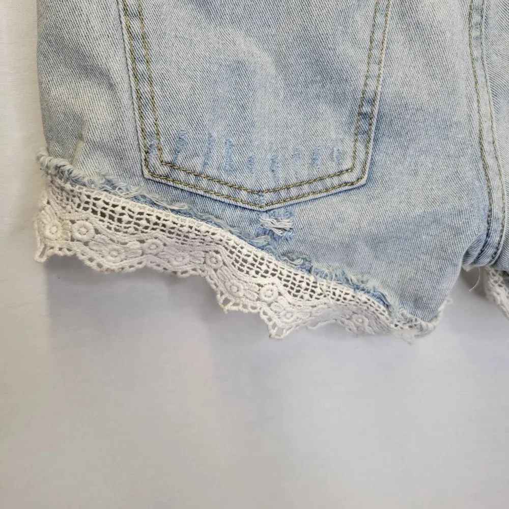 Free People Women's Size 26 Cut Off Jean Shorts Lace Distressed